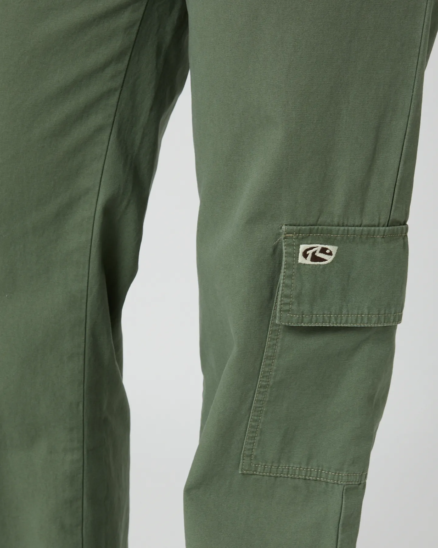 Rusty Cade Low Straight Canvas Cargo Pant - Army Green | SurfStitch