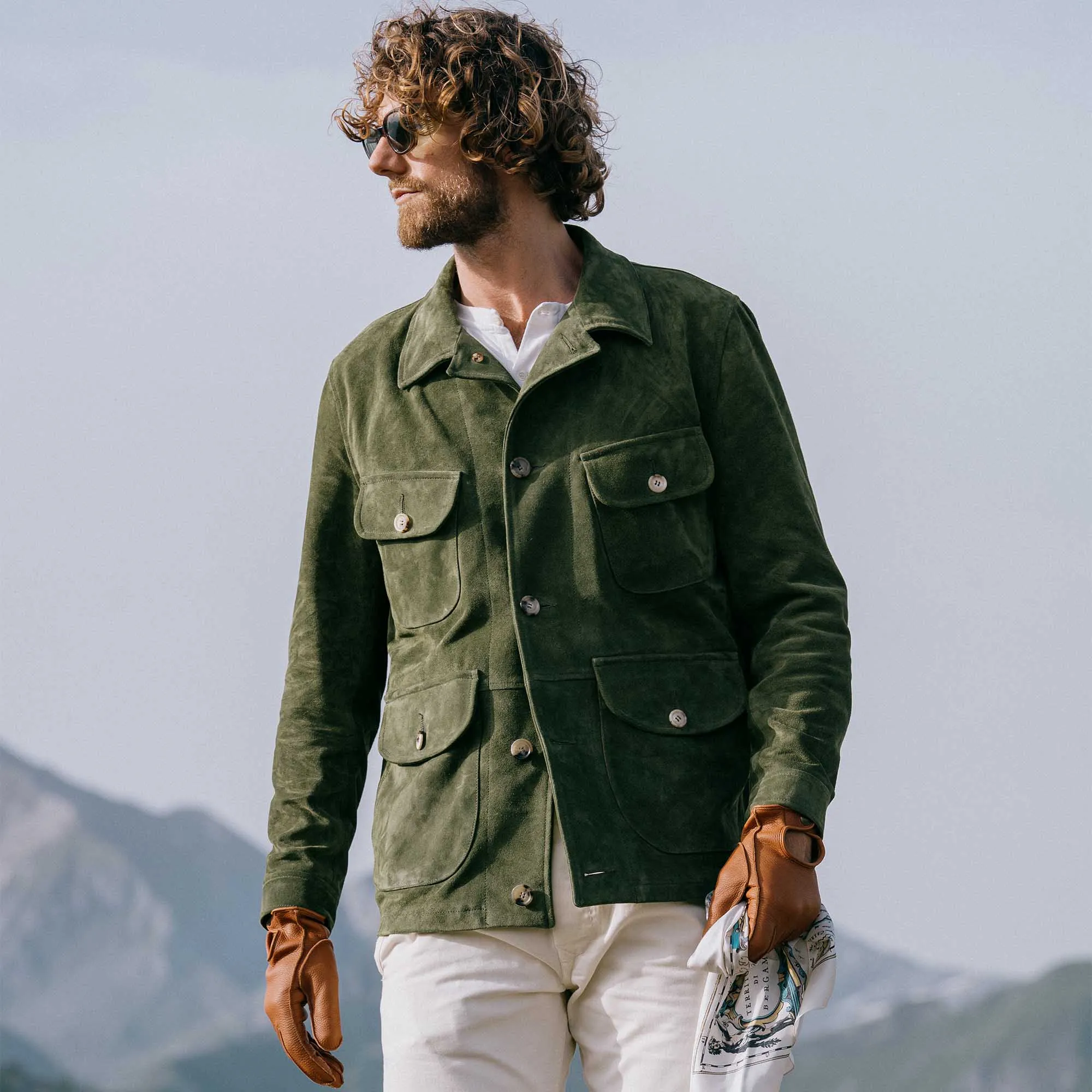 Safari Emerald Green Suede Jacket - Shangri-la Heritage