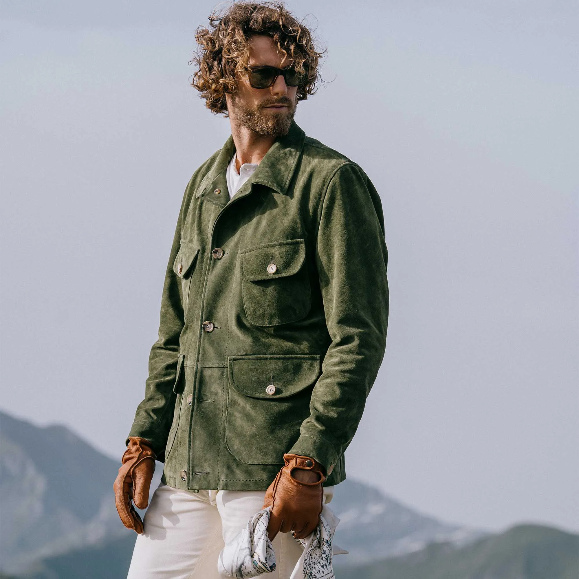 Safari Emerald Green Suede Jacket - Shangri-la Heritage