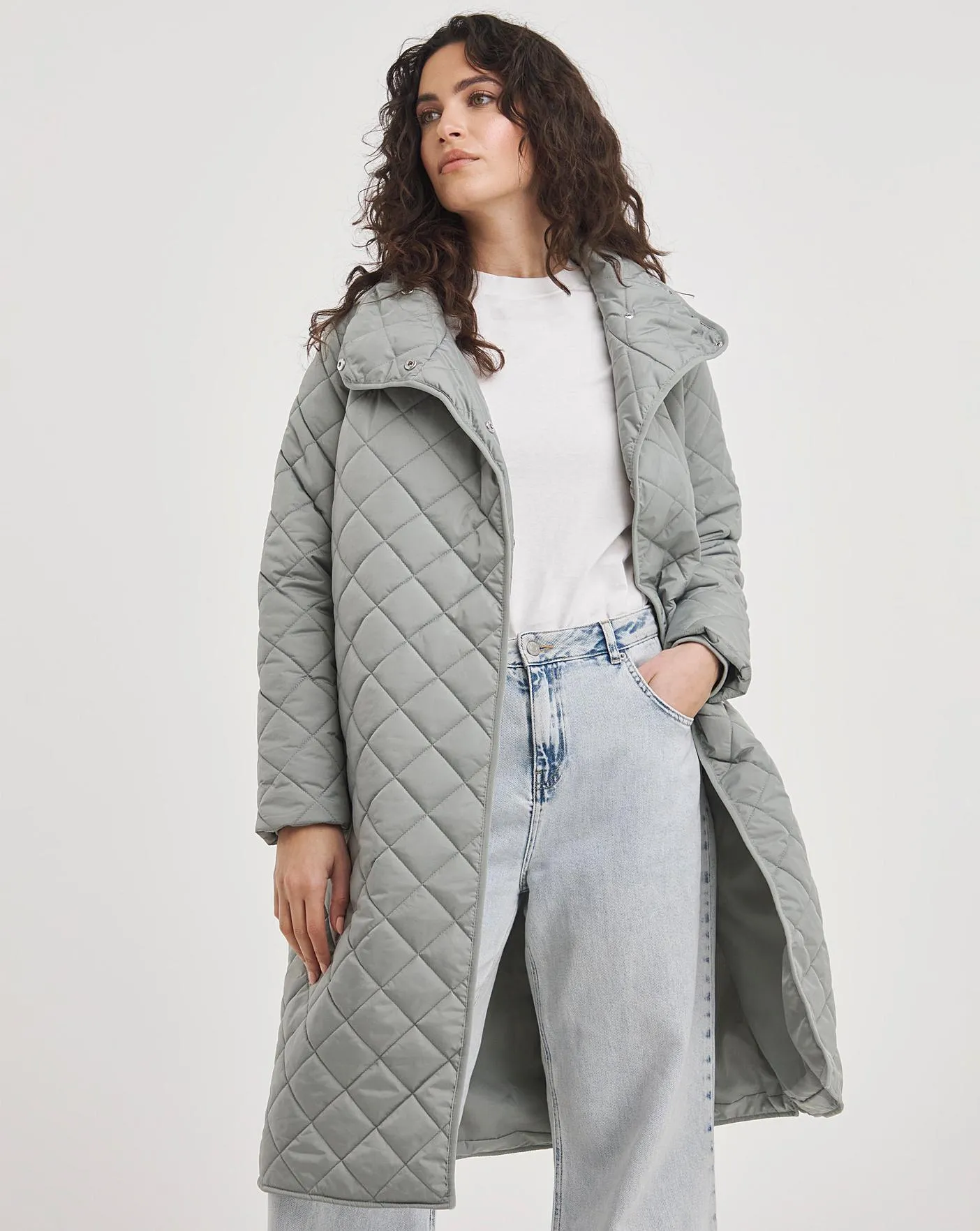 Sage Asymmetric Quilt Coat