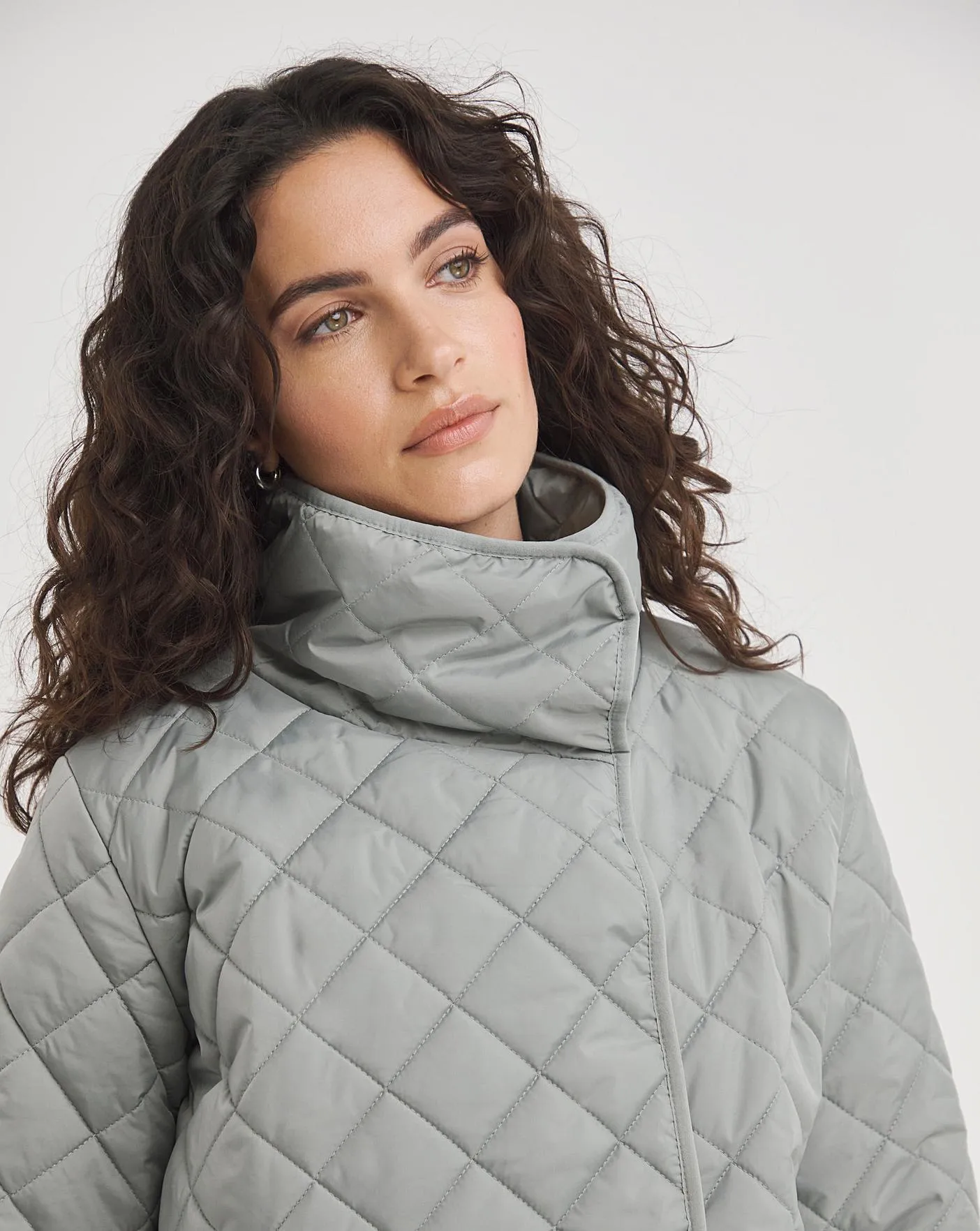 Sage Asymmetric Quilt Coat