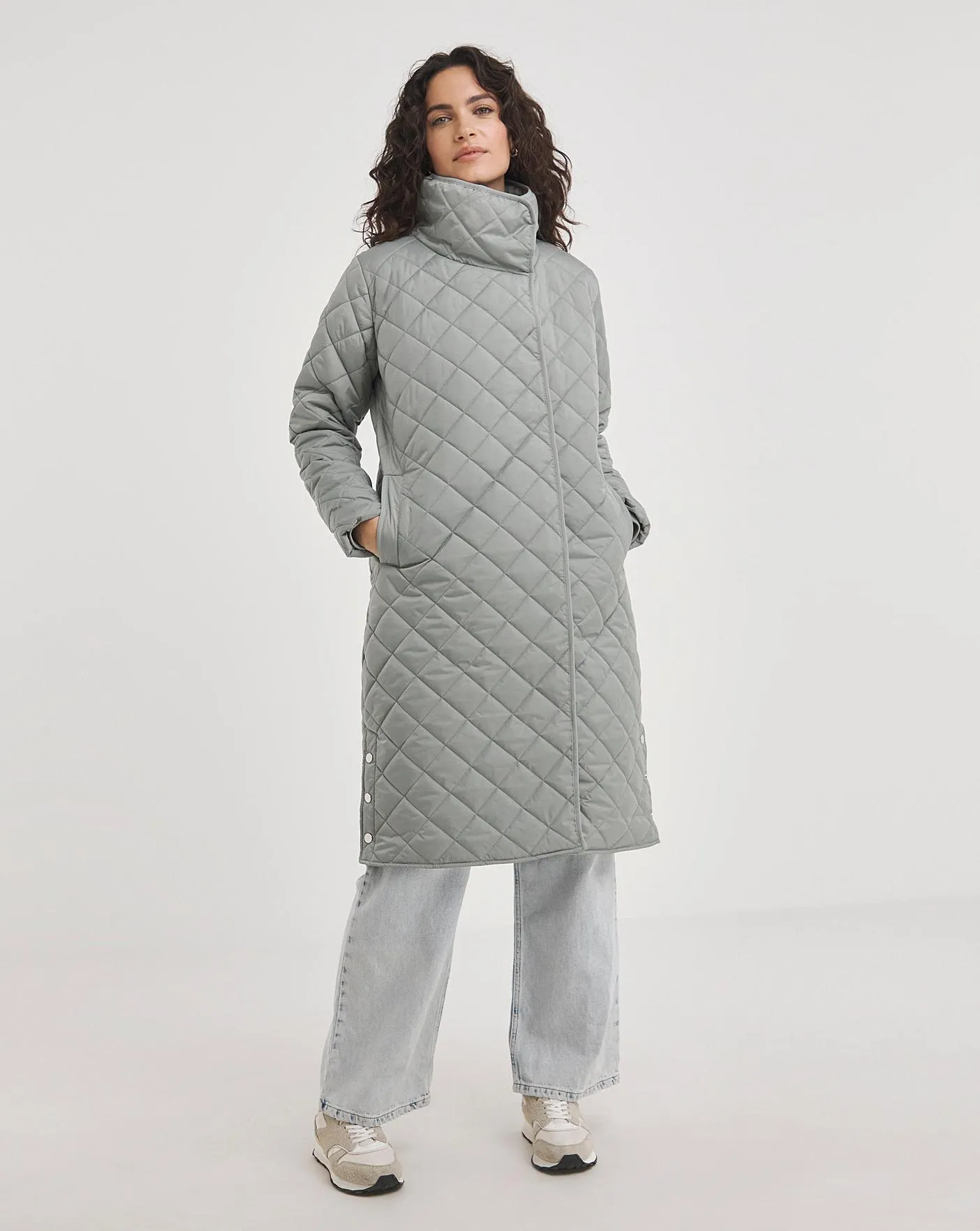 Sage Asymmetric Quilt Coat