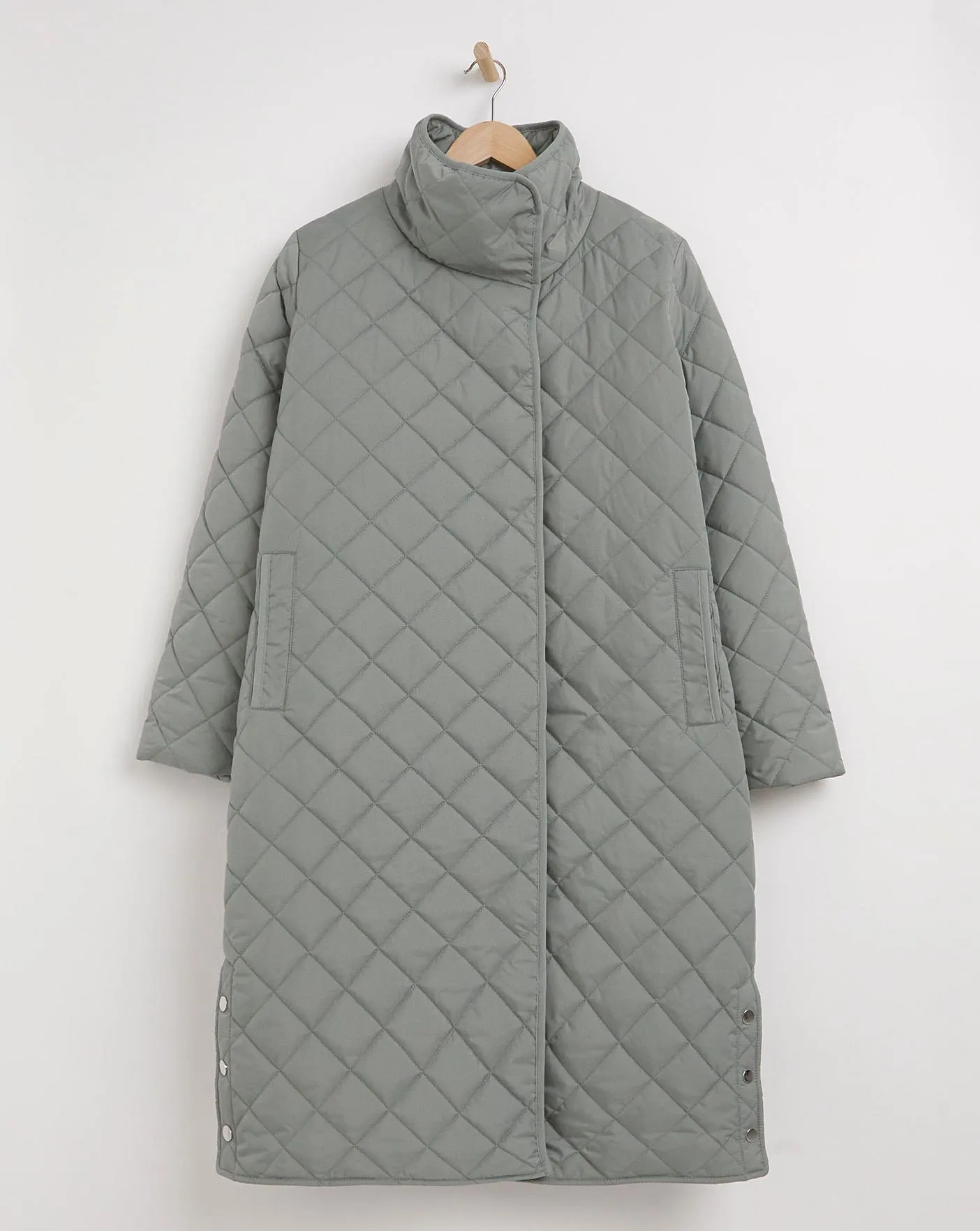 Sage Asymmetric Quilt Coat