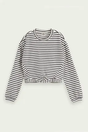 Scotch & Soda Striped Cropped Sweater with Knot