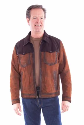 Scully Mens Zip Western Brown Leather Leather Jacket