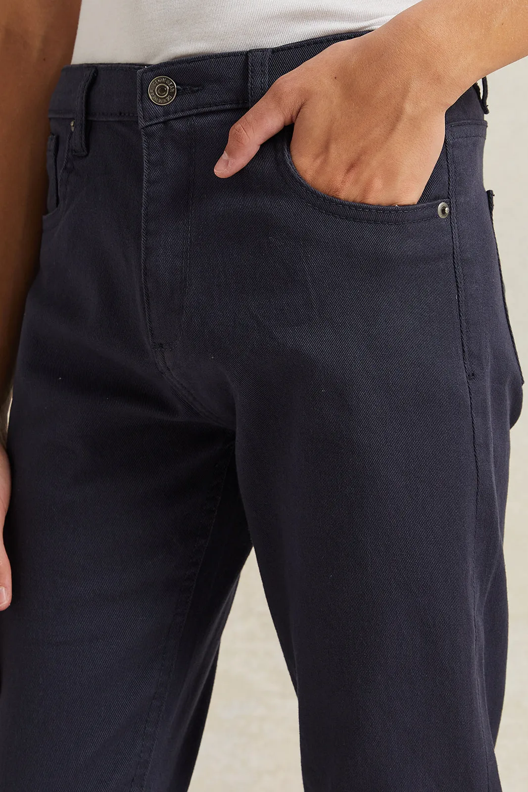 Senior Boys Navy 5 Pocket Jeans