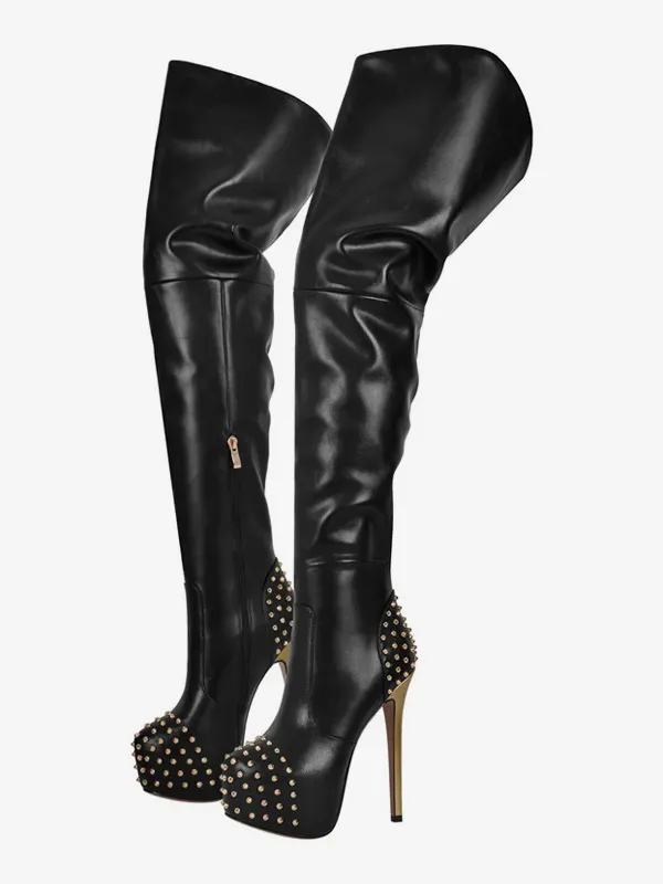 Sexy Stud Over The Knee Boots Platform High Heel Thigh High Boots