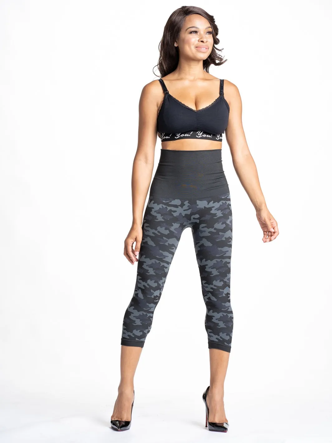 Snapback Postpartum Crop Leggings - Black Camo - FINAL SALE