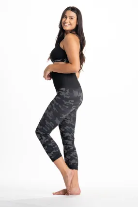 Snapback Postpartum Crop Leggings - Black Camo - FINAL SALE