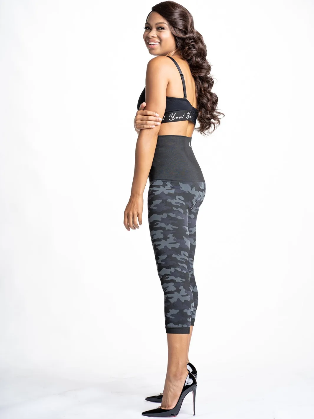 Snapback Postpartum Crop Leggings - Black Camo - FINAL SALE