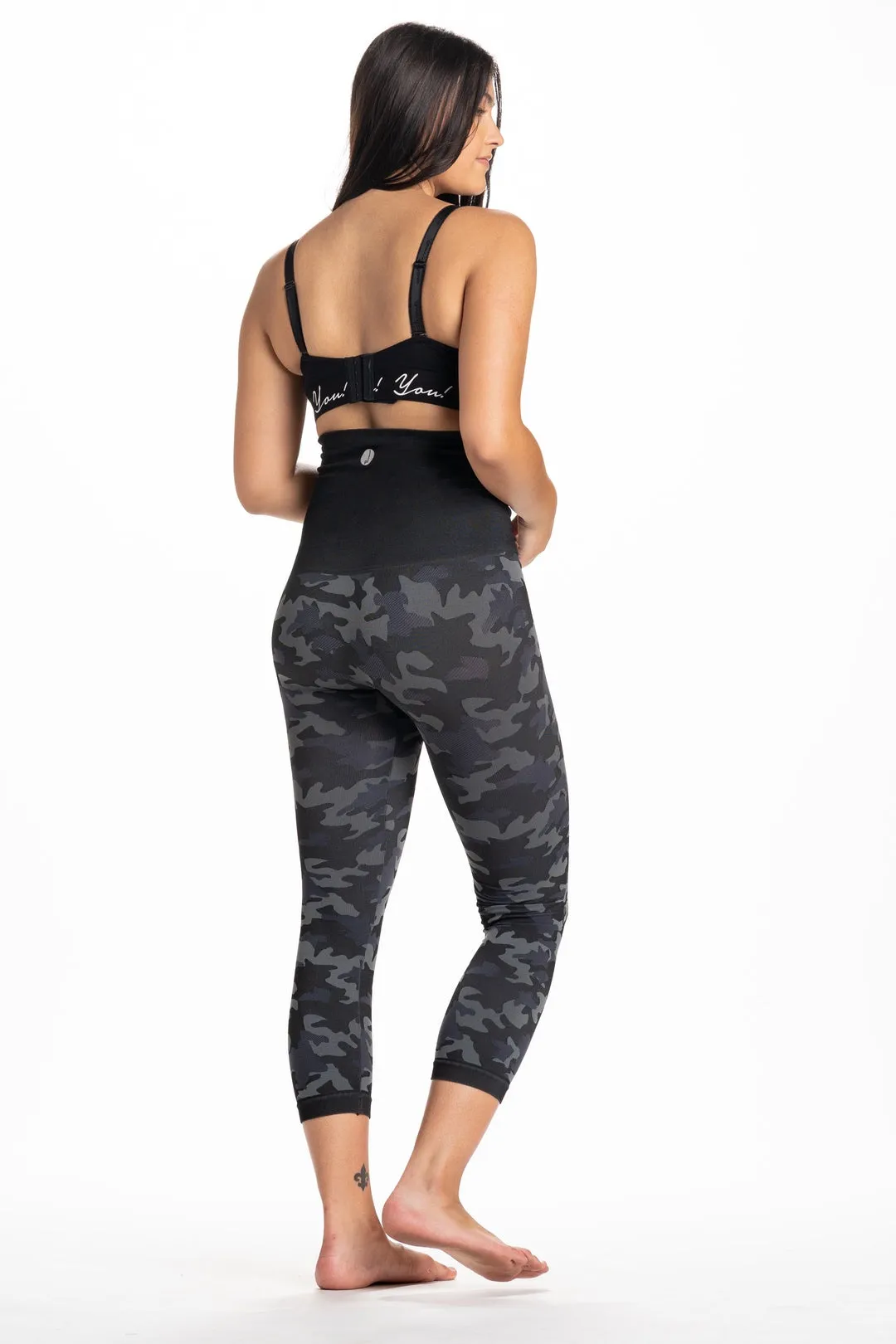 Snapback Postpartum Crop Leggings - Black Camo - FINAL SALE