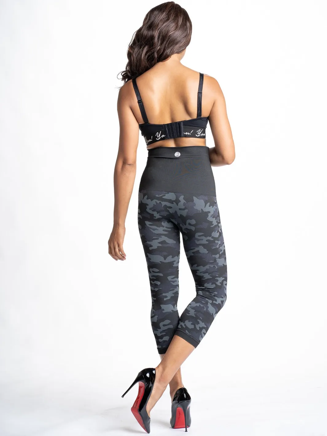 Snapback Postpartum Crop Leggings - Black Camo - FINAL SALE