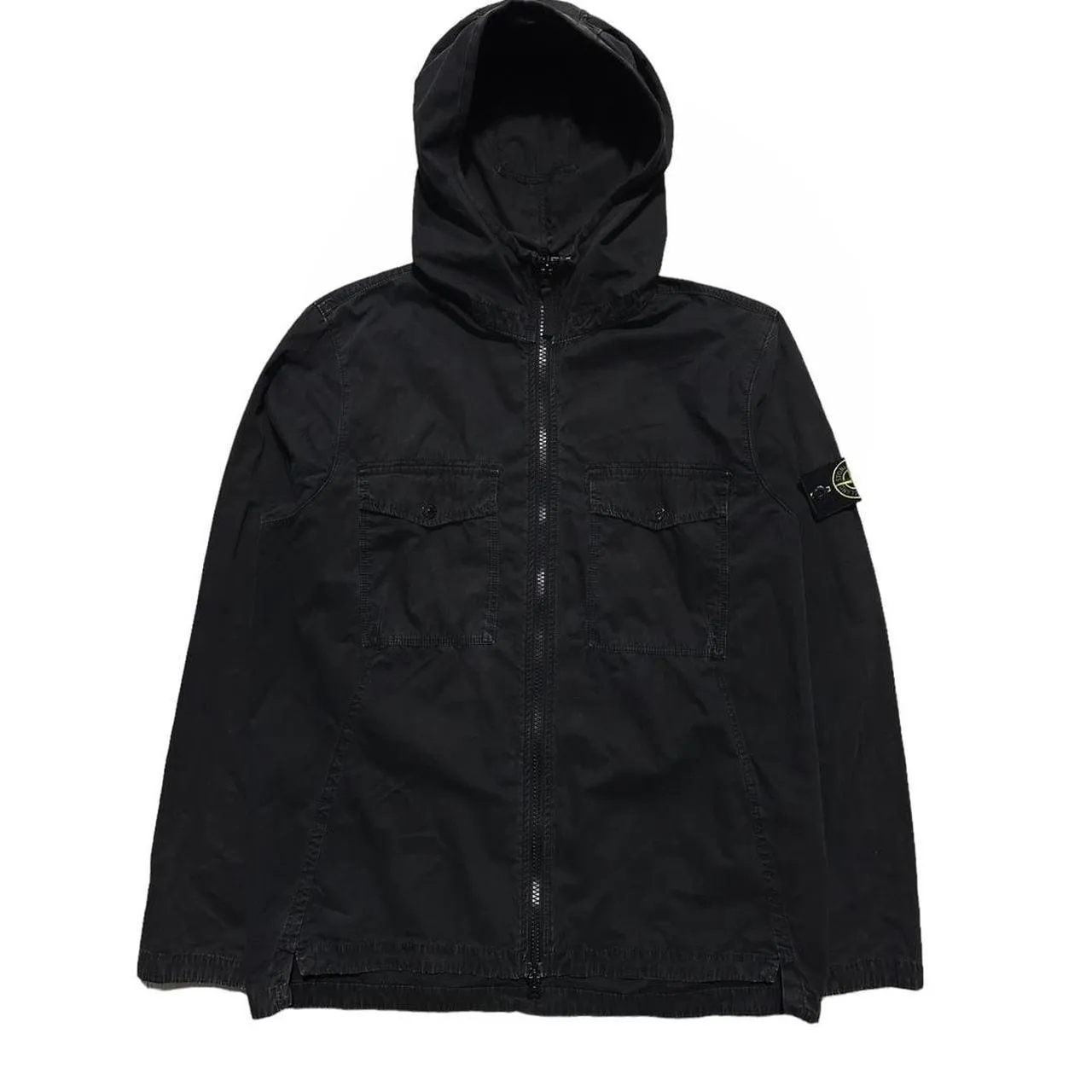 Stone Island Black Canvas Hooded Overshirt