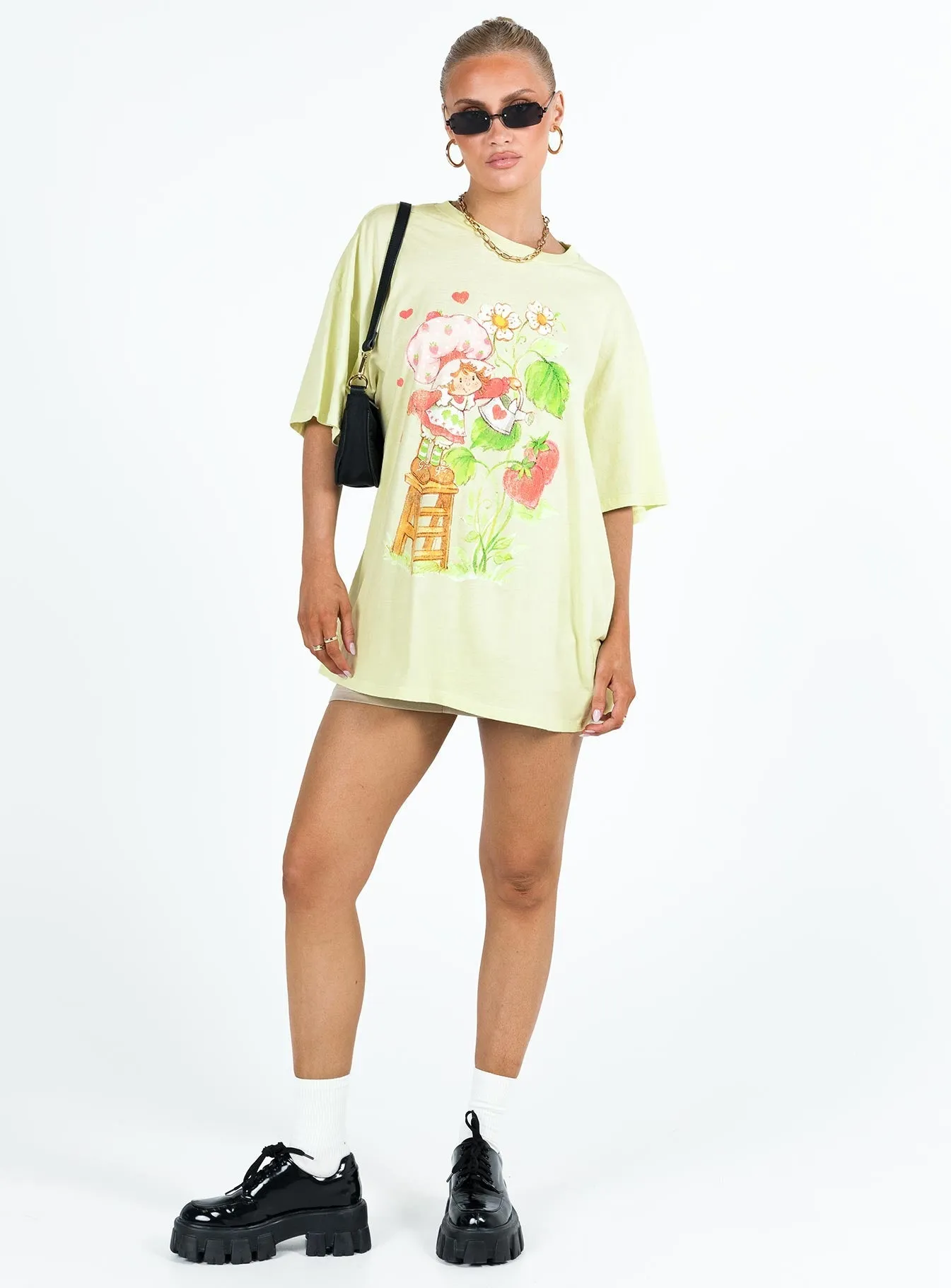 Strawberry Girl Oversized Tee Green