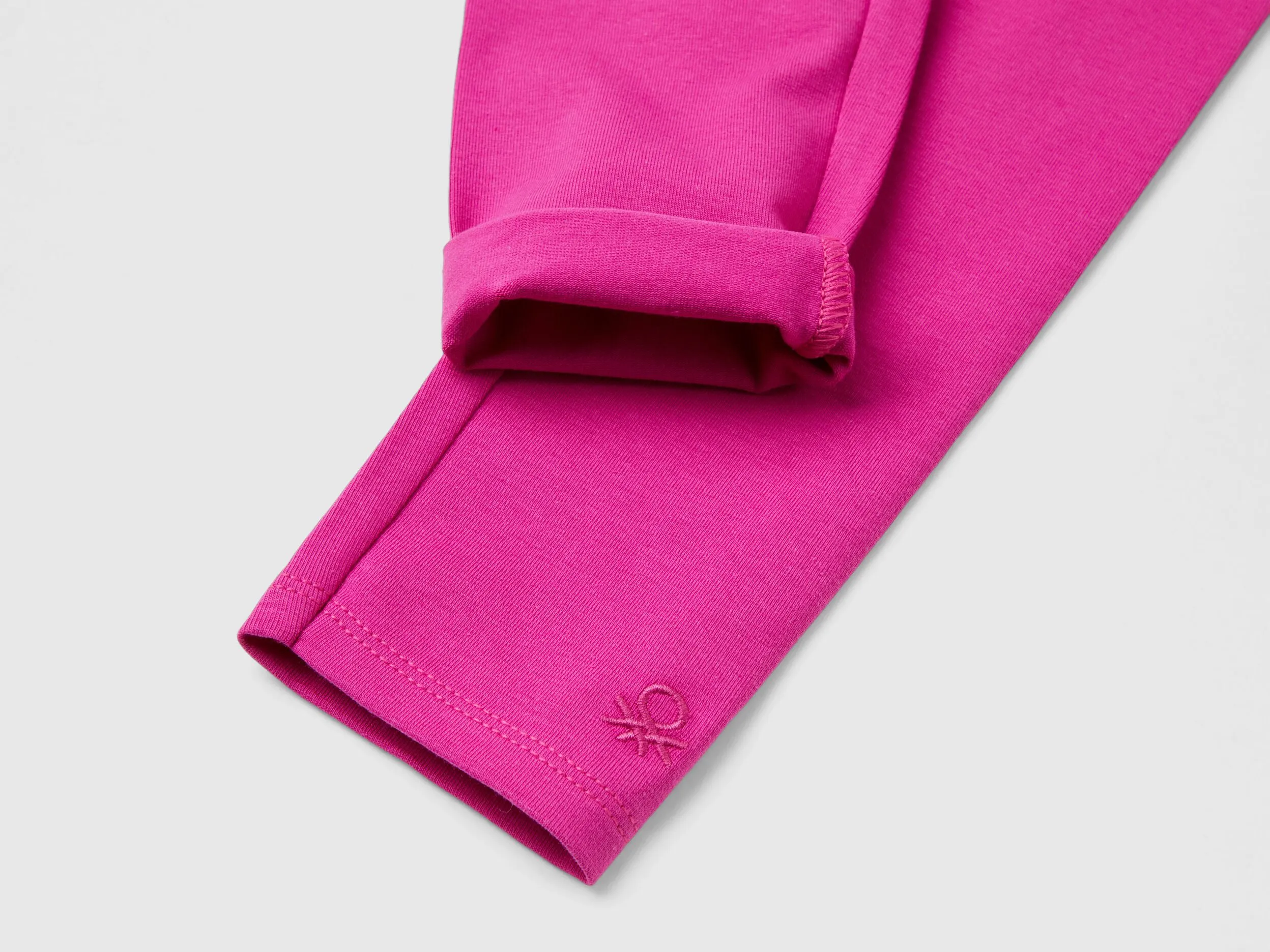 Stretch cotton leggings - Fuchsia | Benetton