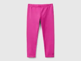 Stretch cotton leggings - Fuchsia | Benetton