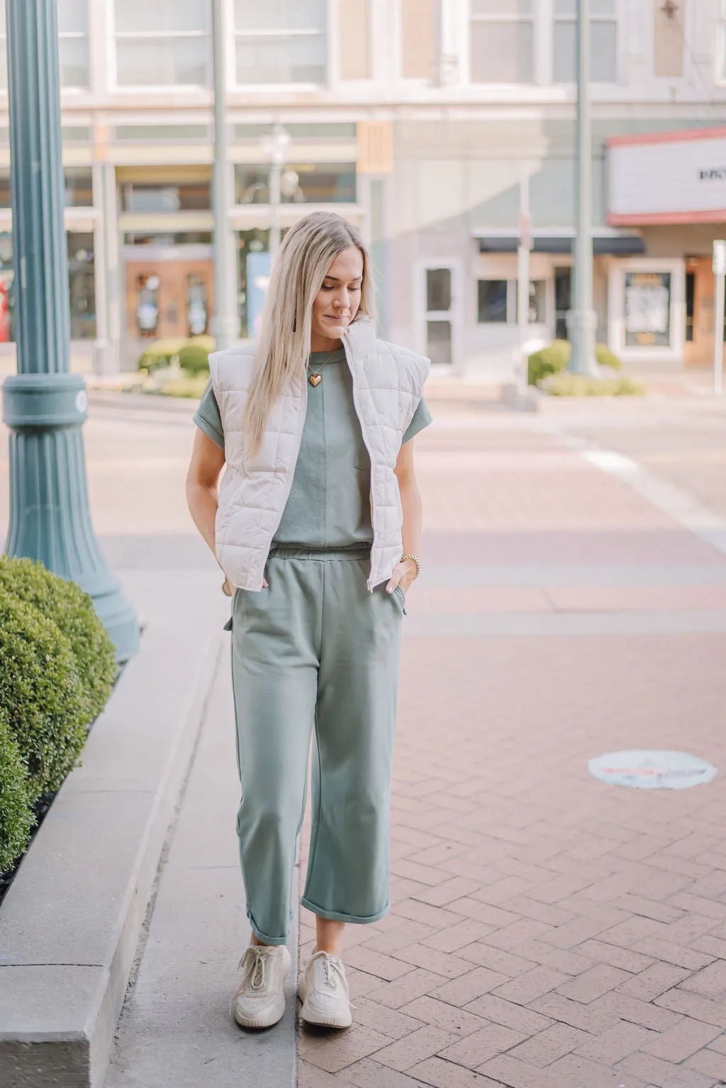 Terry Mixed Sage Sweater Top