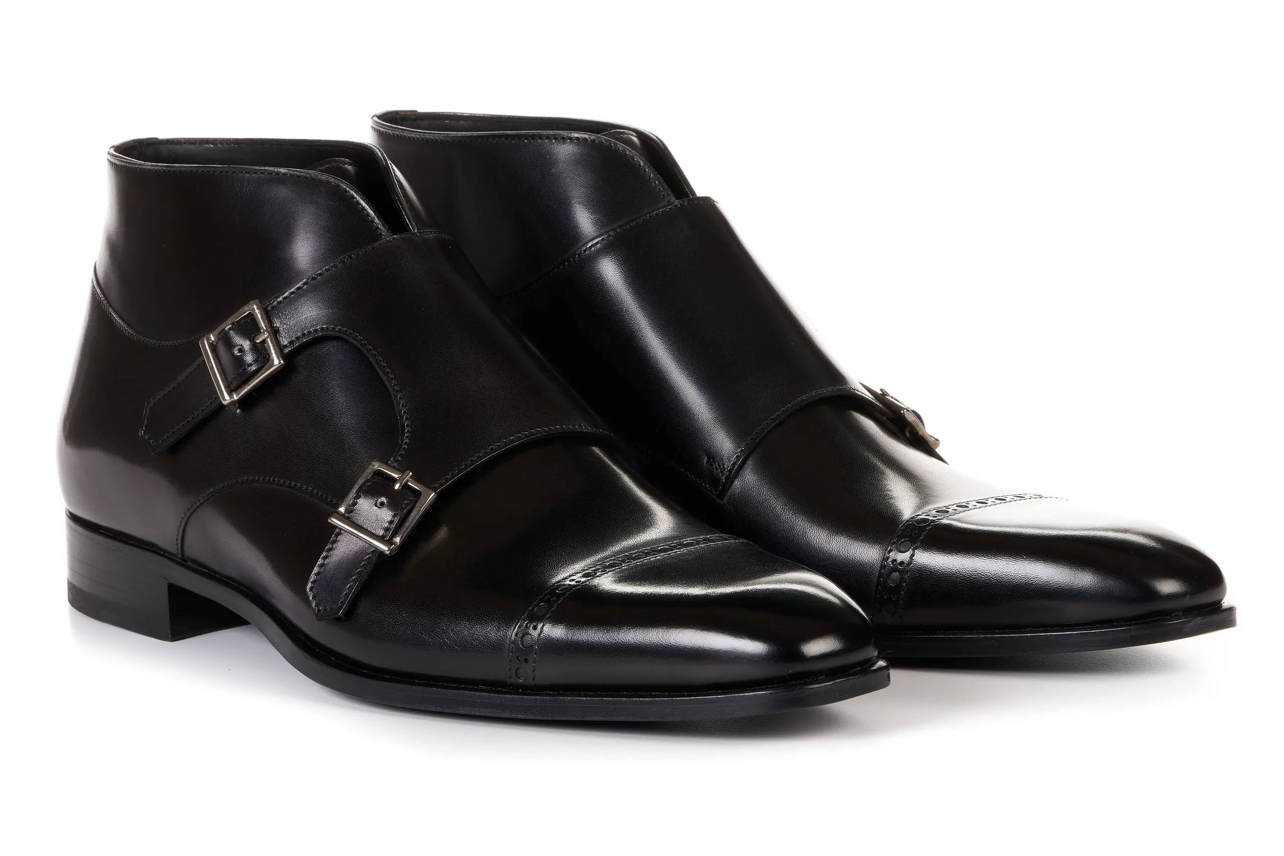 The Heston Double Monk Strap Boot - Nero