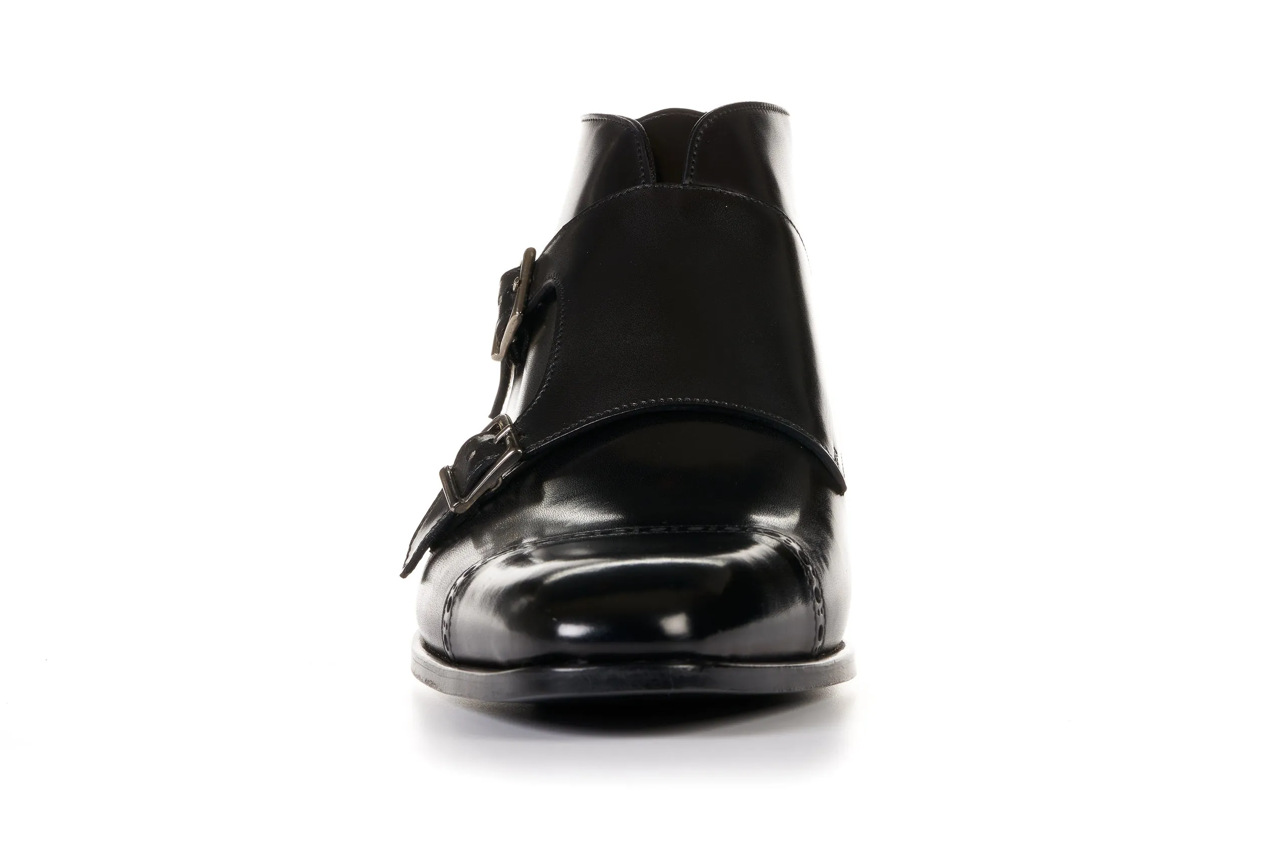 The Heston Double Monk Strap Boot - Nero