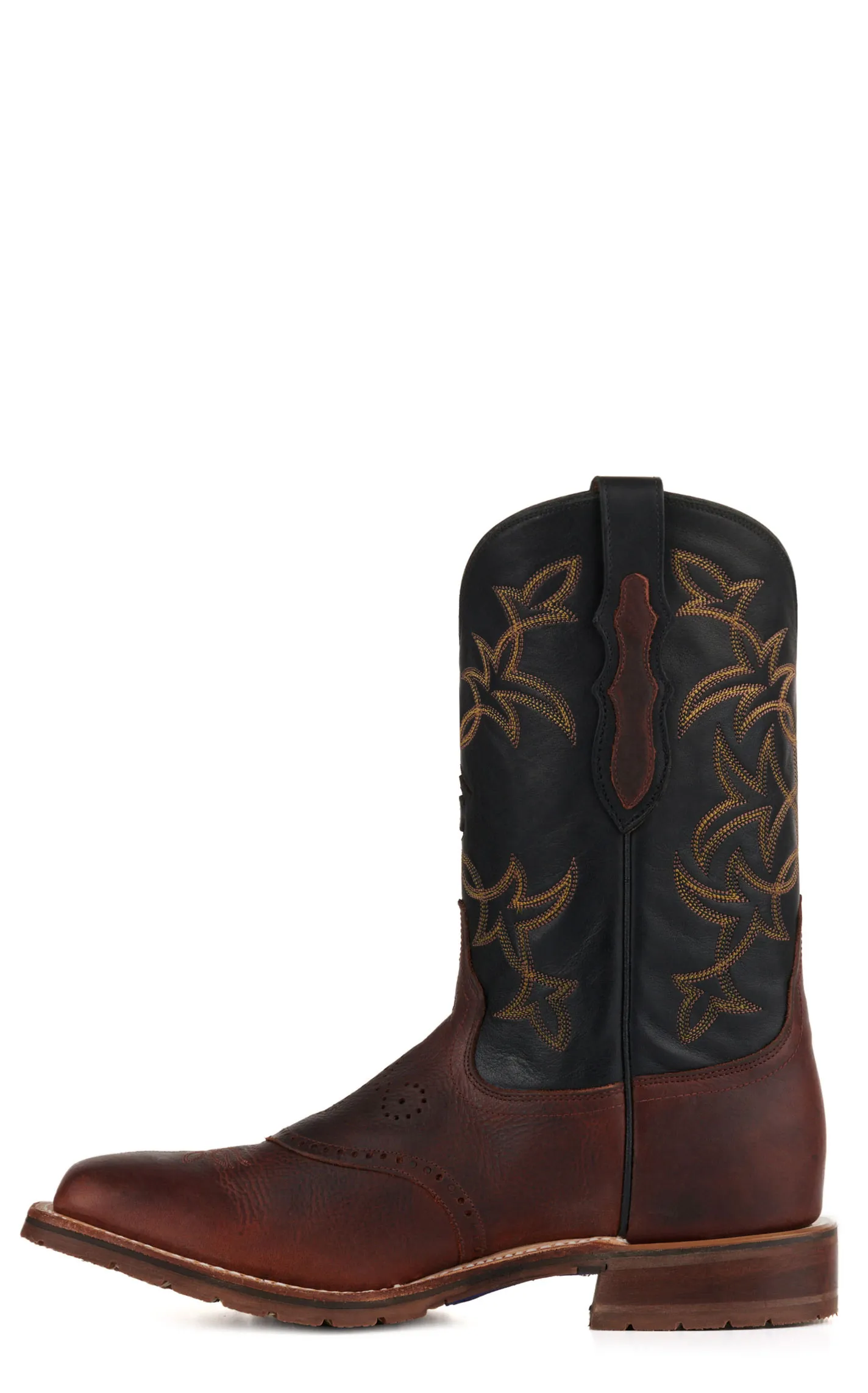 Tony Lama Men's Sienna Brown and Black Rafter C Wide Square Toe Cowboy Boots - Cavender's Exclusive