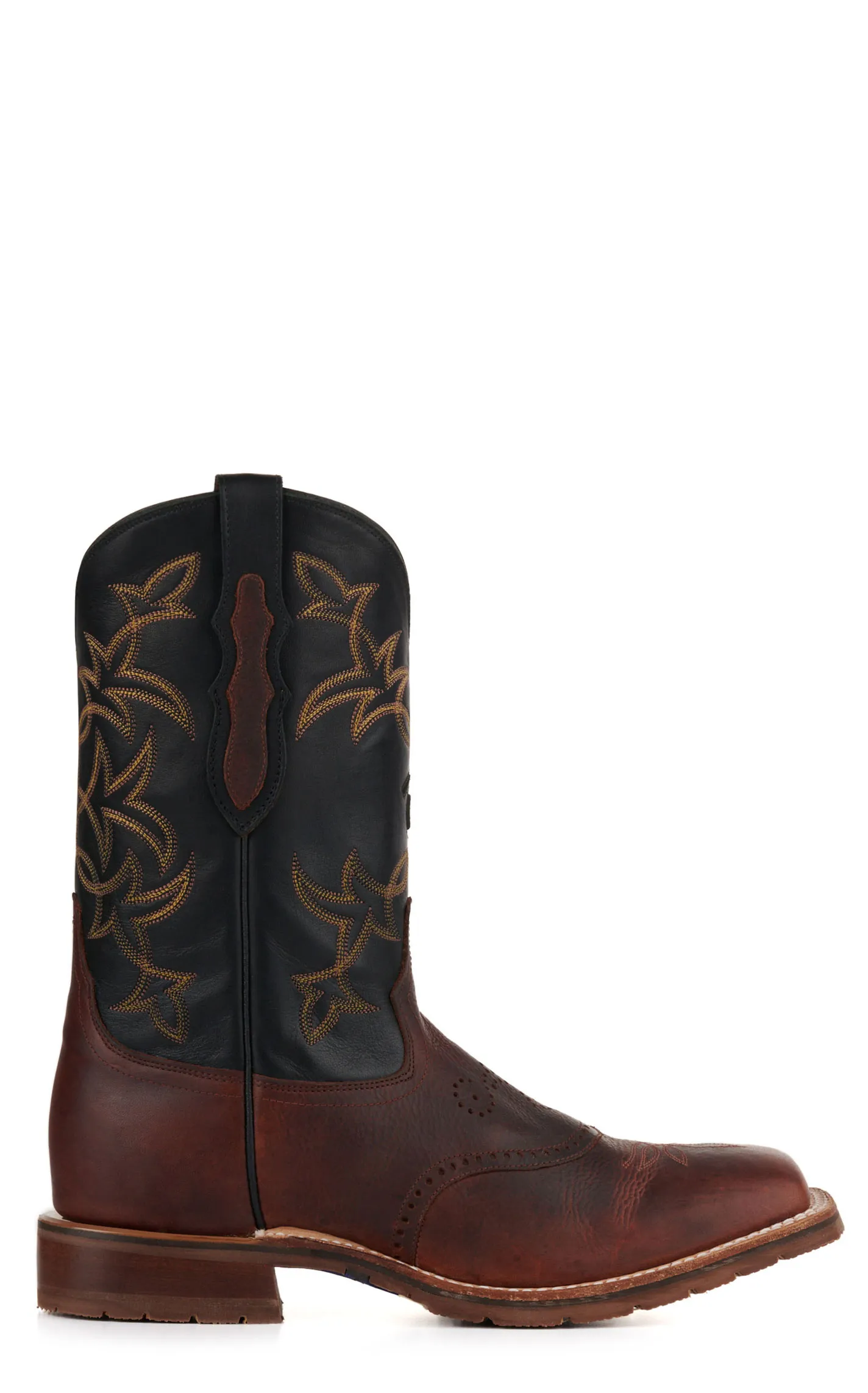 Tony Lama Men's Sienna Brown and Black Rafter C Wide Square Toe Cowboy Boots - Cavender's Exclusive