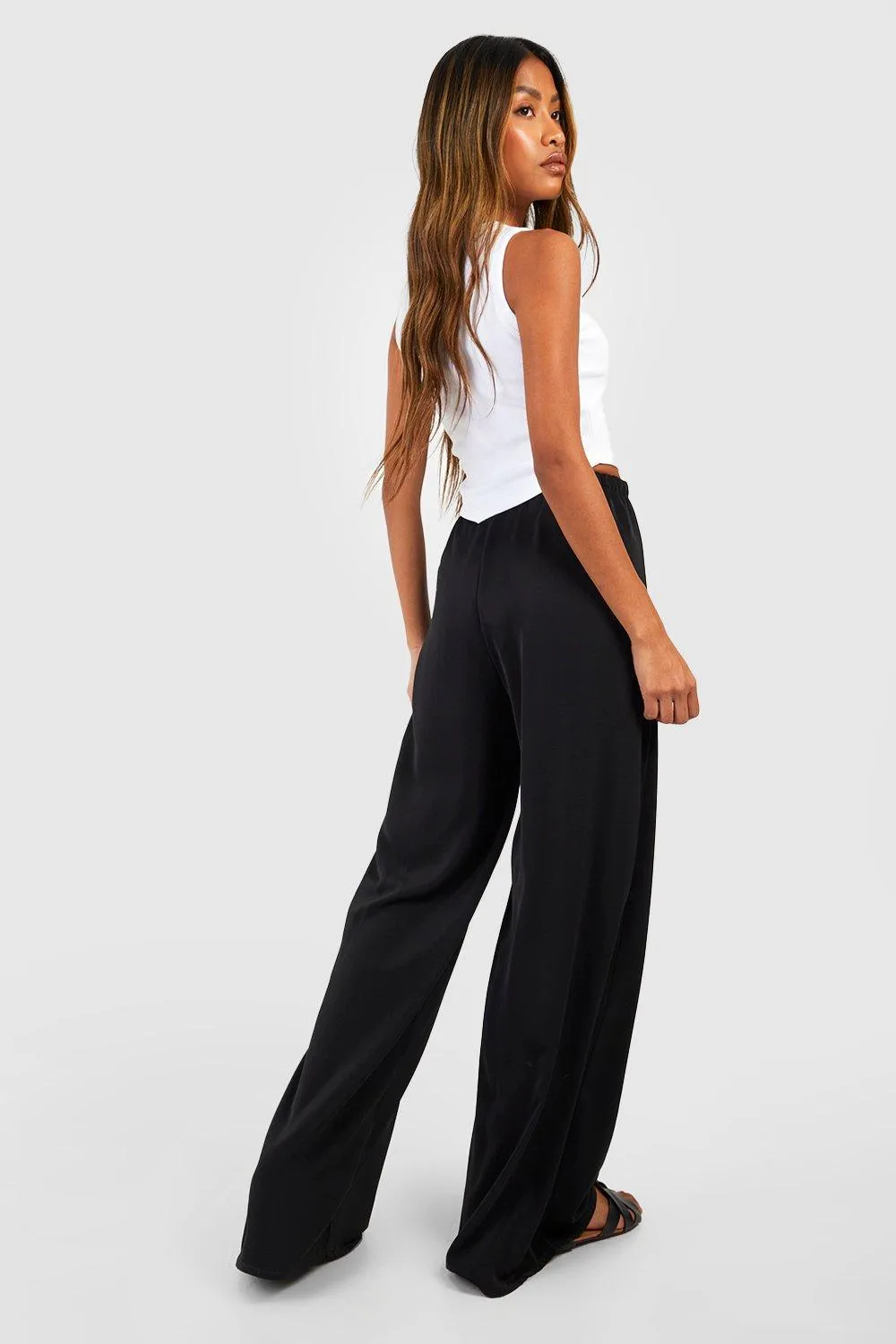 Trousers | Wide Fit Floaty Trousers | boohoo