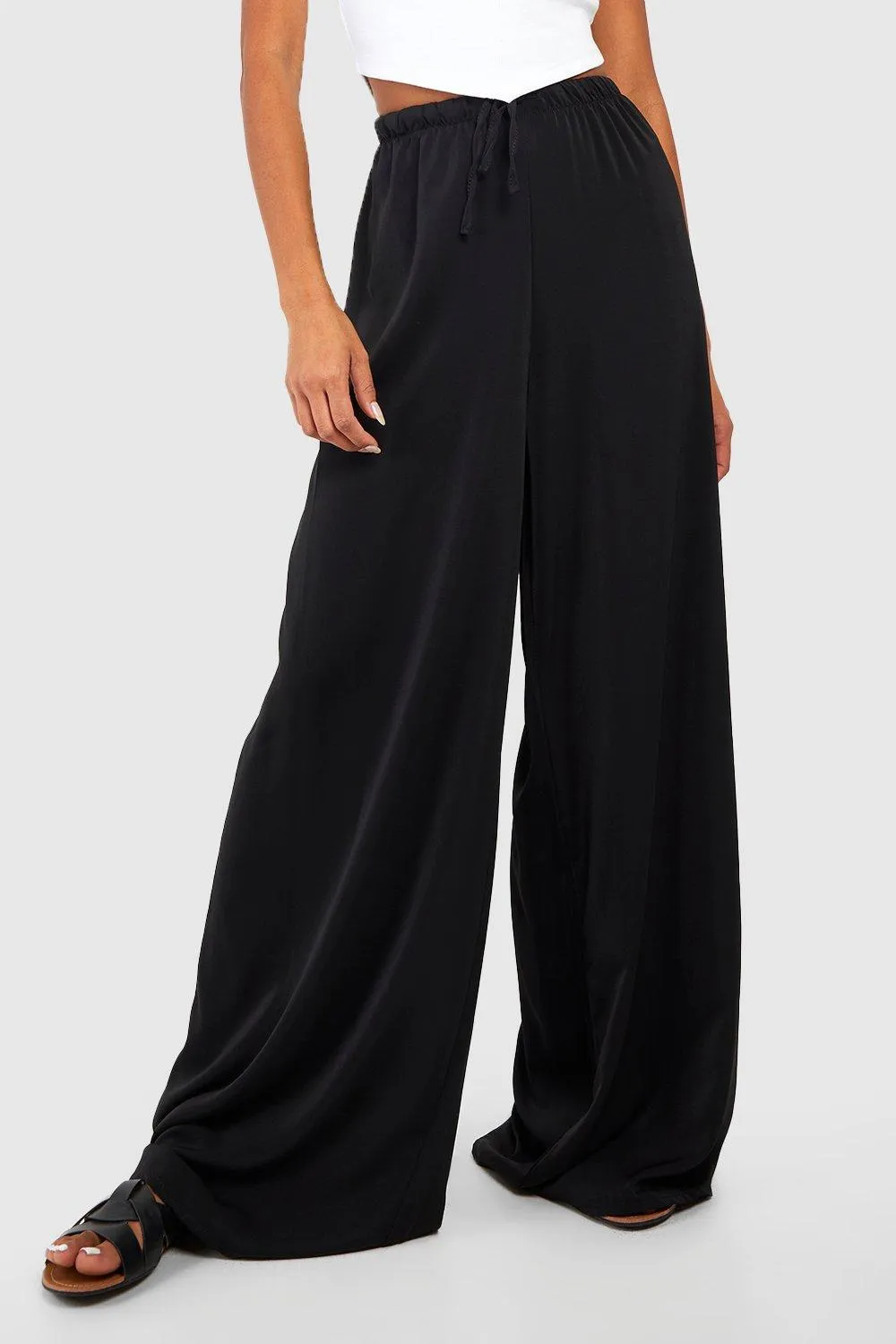 Trousers | Wide Fit Floaty Trousers | boohoo