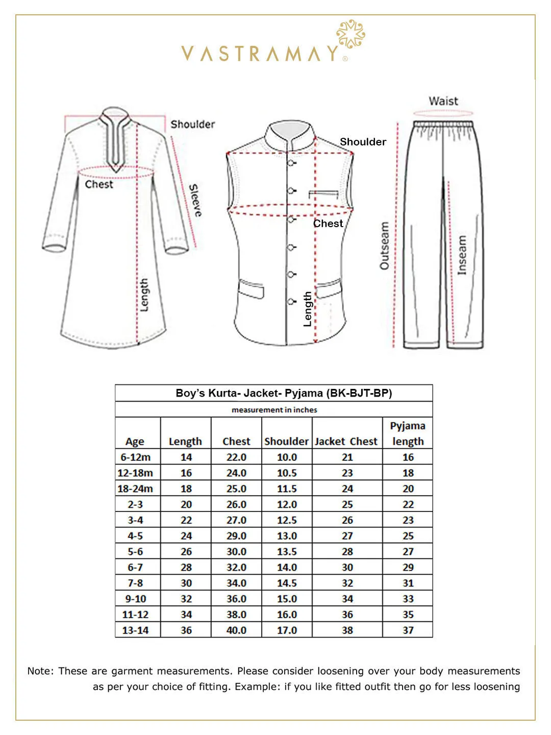 VASTRAMAY Boy's Light Green Woven Jacket With White Kurta and Pyjama Set