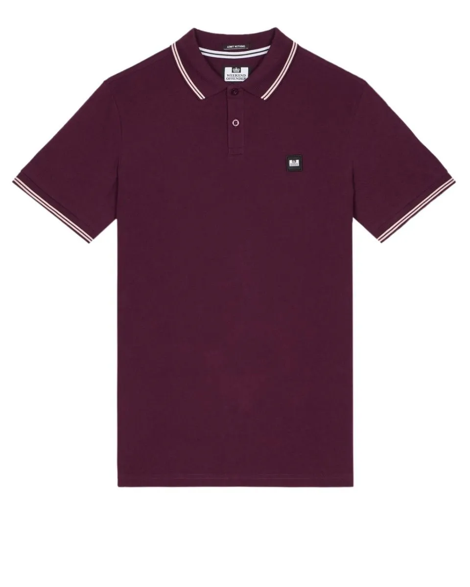 Weekend Offender Farina Double Tipped Polo Shirt Acai Berry Pale Blush