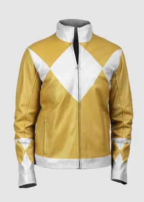 Womens Power Rangers Classic Leather Jacket - Yellow