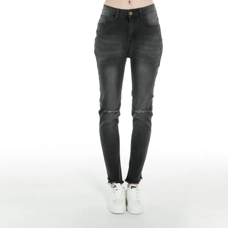 Women's Skinny Ripped Black Jeans