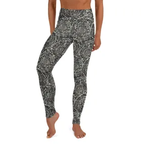 Yoga Leggings in Grey Abstract Floral Print