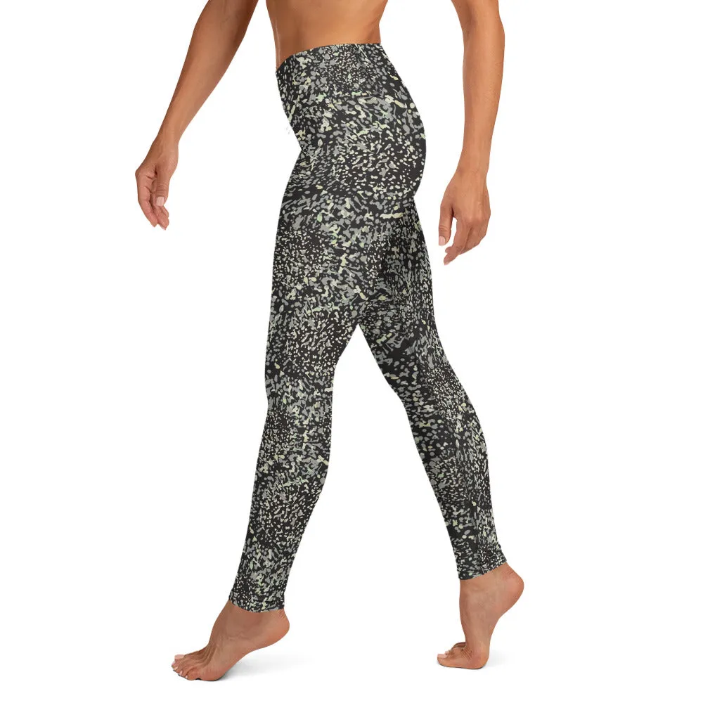 Yoga Leggings in Grey Abstract Floral Print