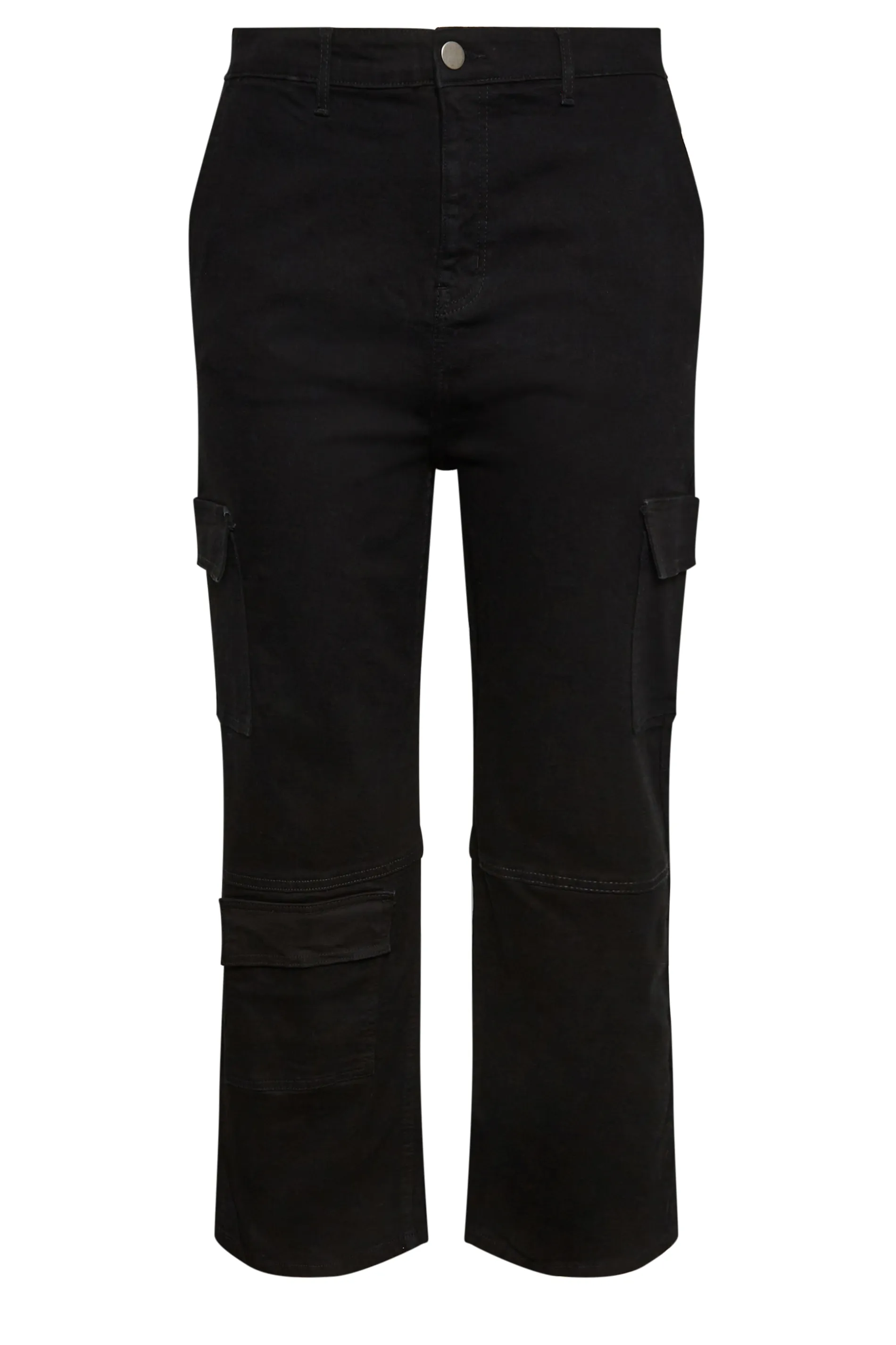 YOURS Curve Black Wide Leg Pocket Cargo Trousers