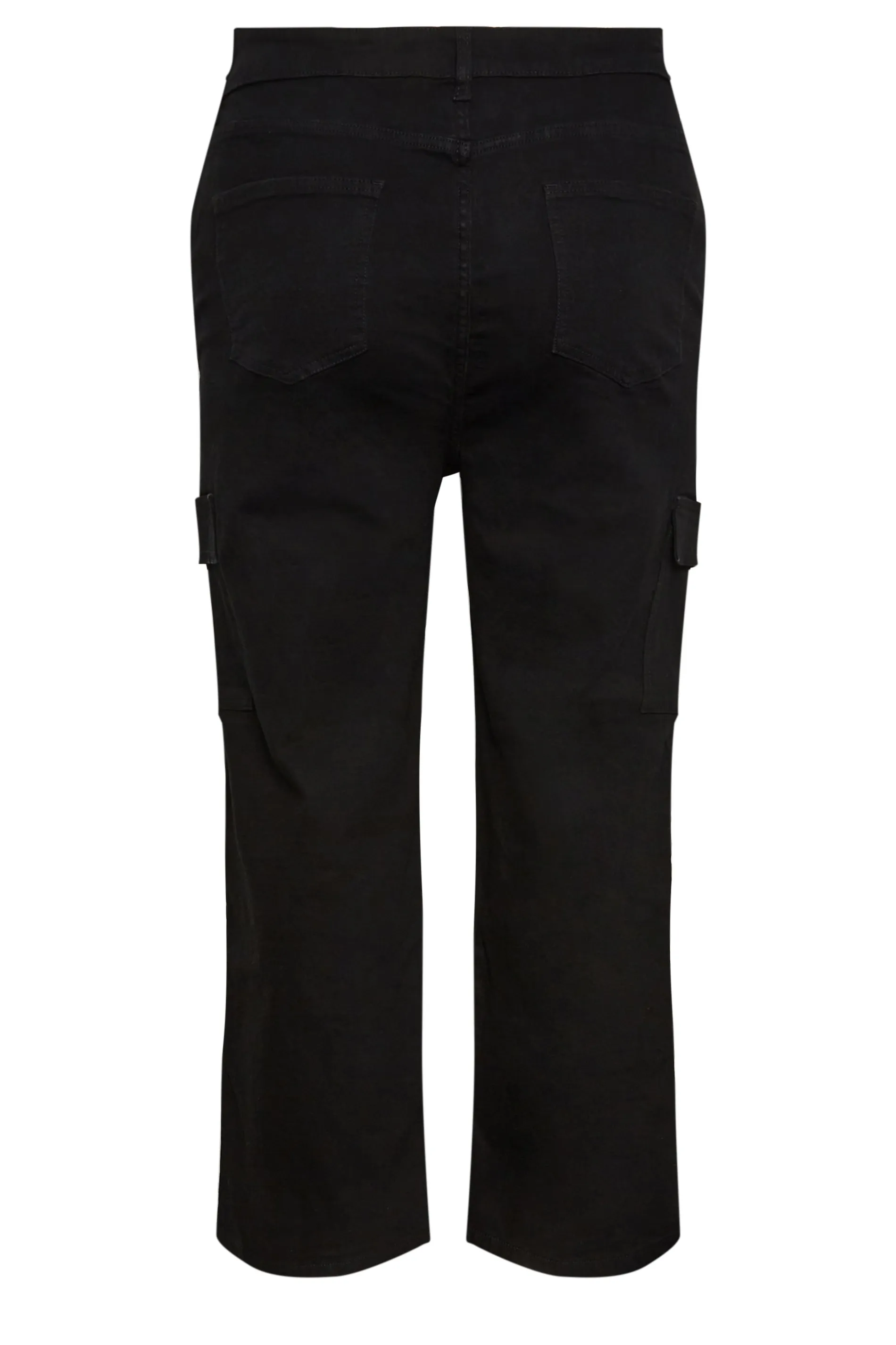 YOURS Curve Black Wide Leg Pocket Cargo Trousers