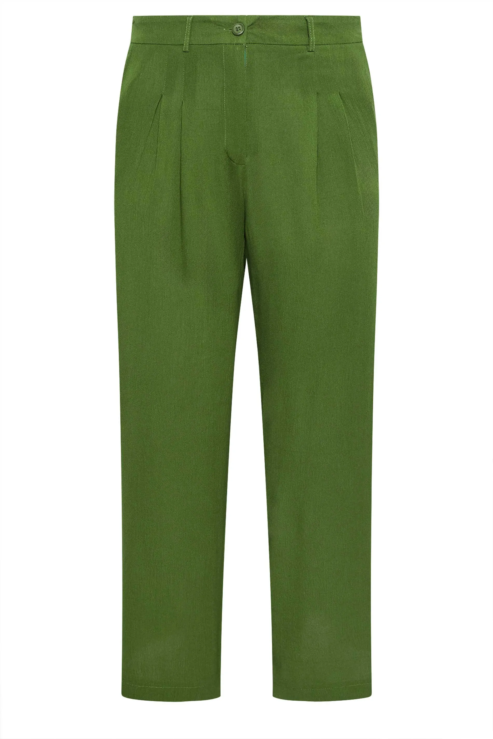 YOURS LONDON Curve Green Pleat Front Wide Leg Trousers