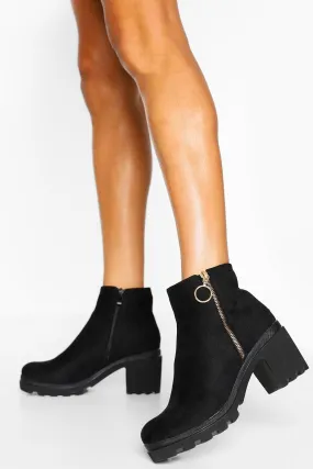 Zip Side Block Heel Chunky Chelsea Boot